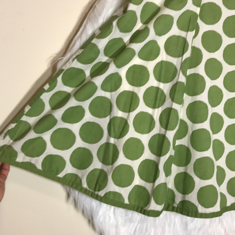 Boden Green Polka Dots Pleated A Line Skirt - Picture 3 of 6